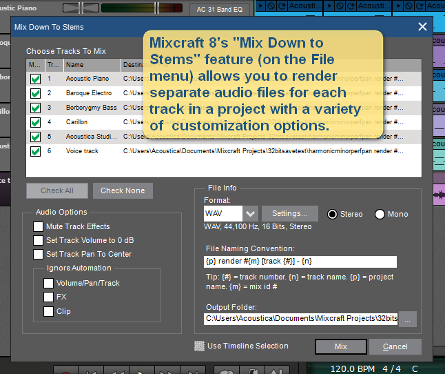 Mixcraft 8's stems feature.