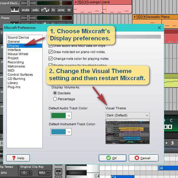 Visual Theme Preference in Mixcraft 8.