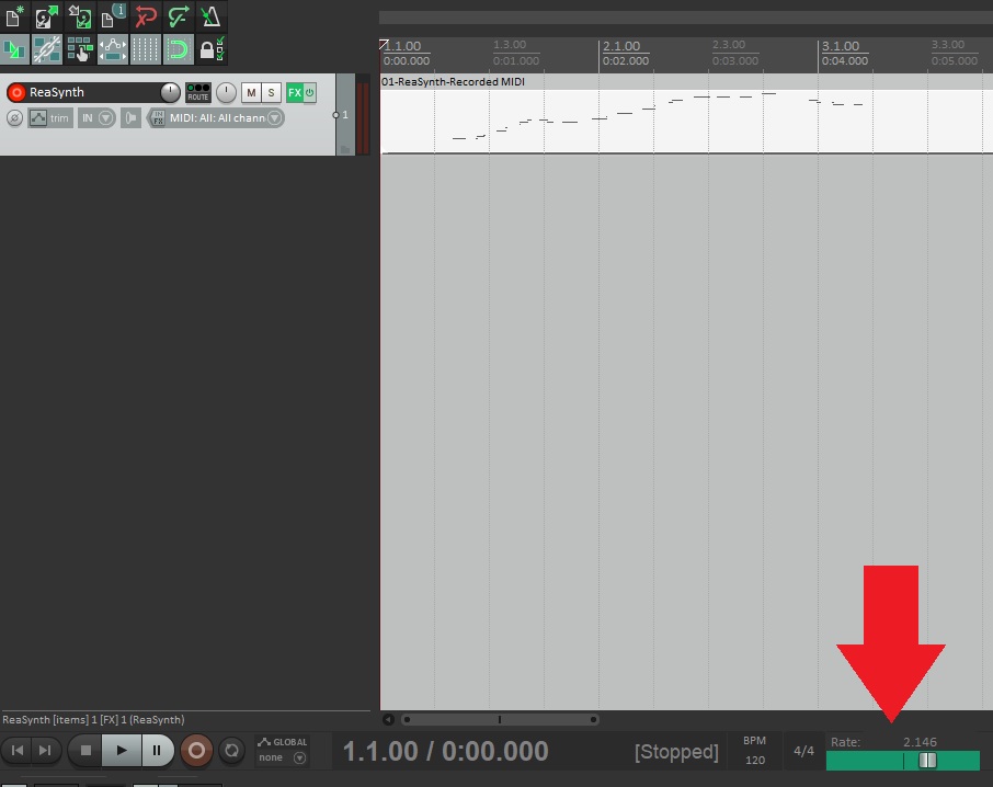 Playback rate in Reaper