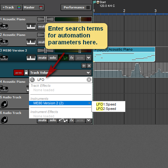 Search for automation parameters.