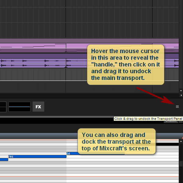 How to undock the transport panel