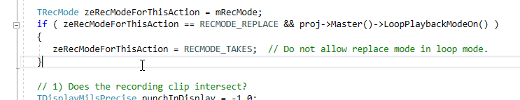 Screenshot of commented code.