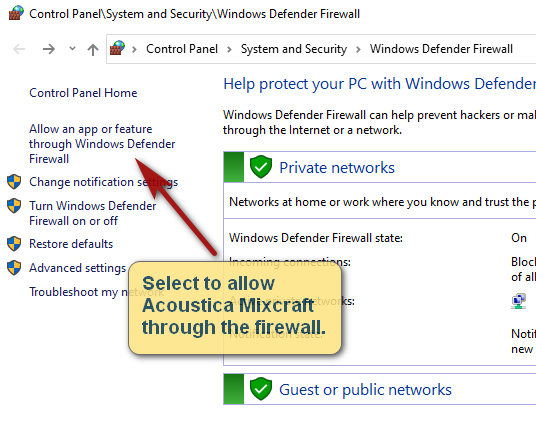 Allow an app through the firewall