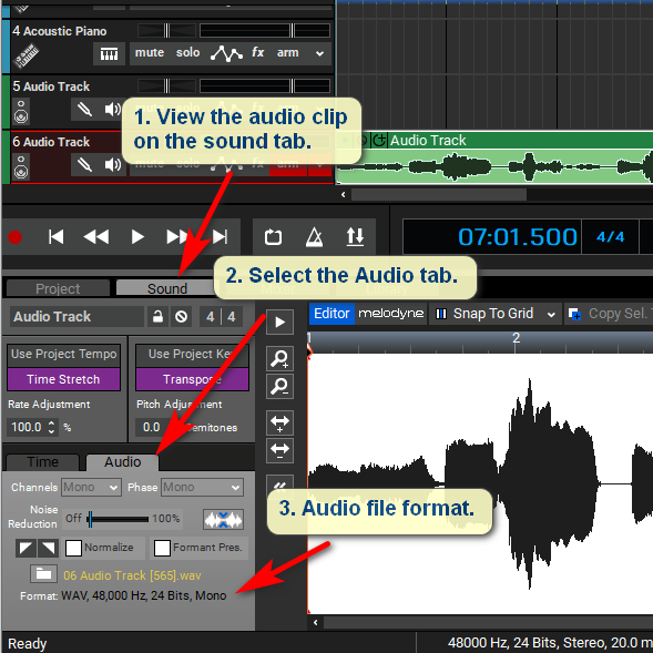 How to find an audio clip's format