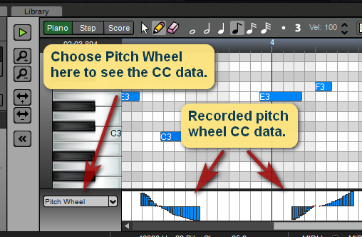 Pitch wheel commands.