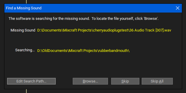 Missing sound dialog