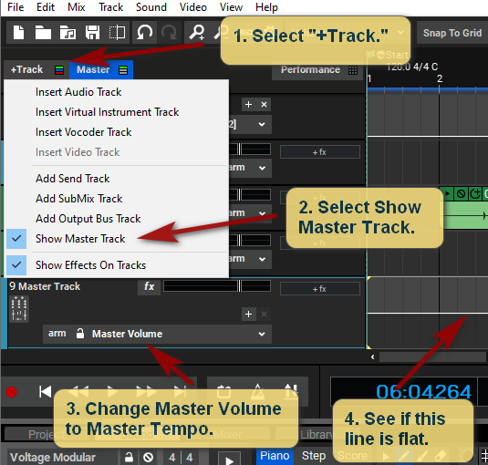 How to check master tempo.