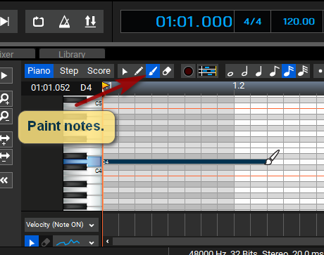 Paint notes in Mixcraft 9.