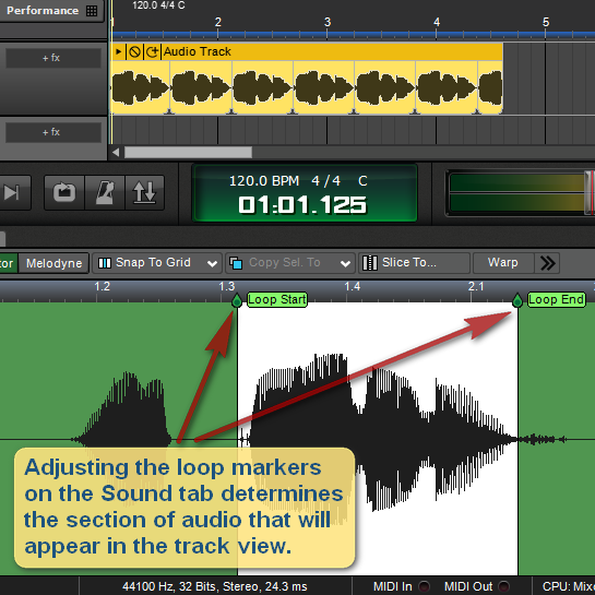 Loop markers in Mixcraft 8