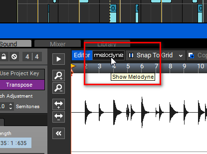 Melodyne option in Mixcraft 9