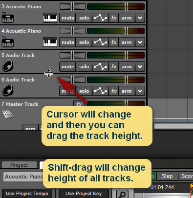 Drag to change track height