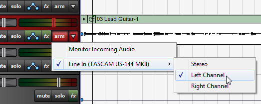 Arming an audio track