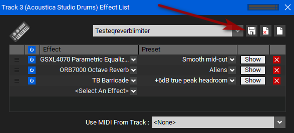 Saving an effect chain preset.