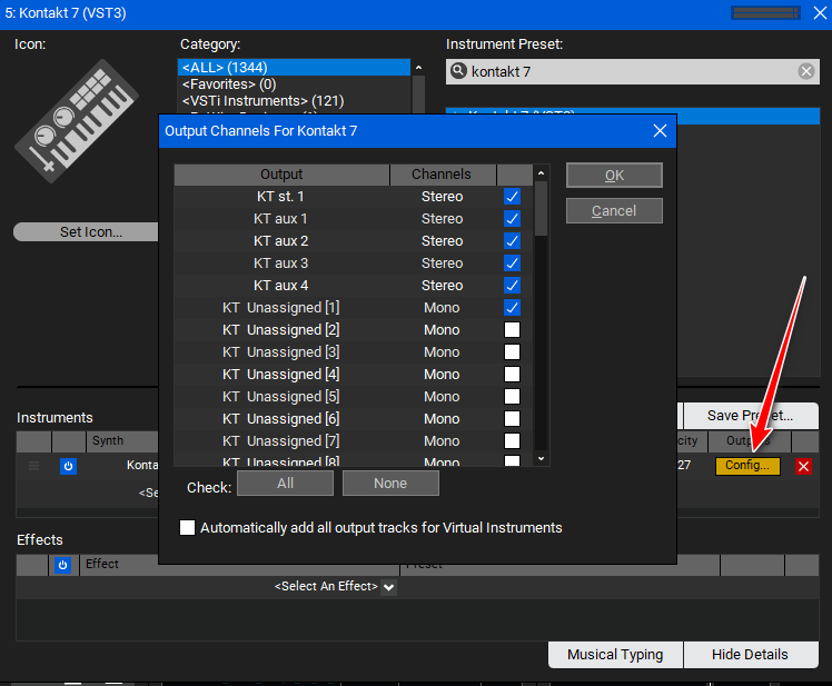 Output channels for Kontakt 7