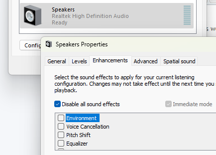 Windows audio enhancements
