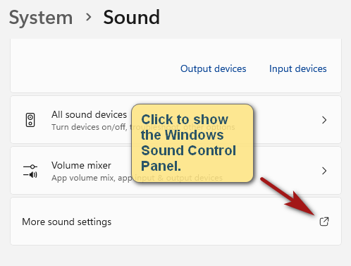 Find Windows Sound Control Panel in Windows 11