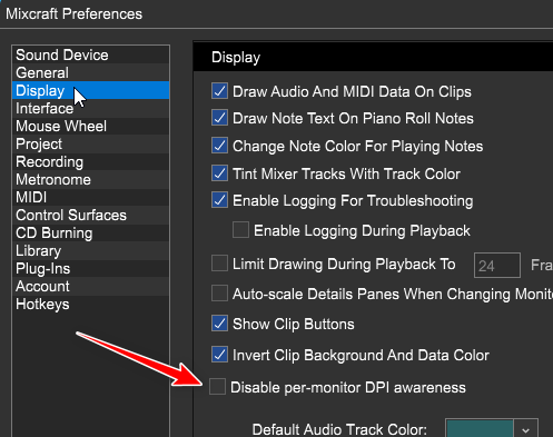 Disable per-monitor DPI awareness setting