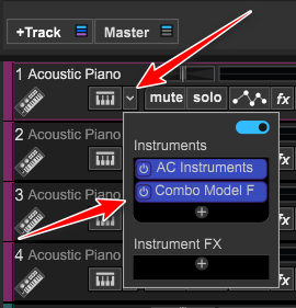 New quick access feature for instruments in Mixcraft 10.