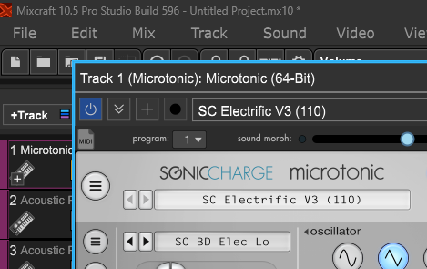 Microtonic in Mixcraft 10.5