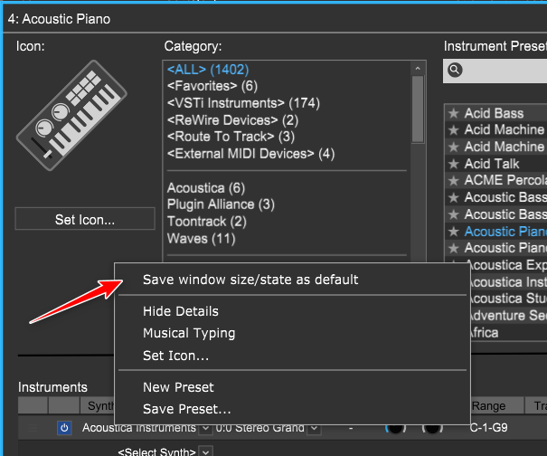 Save window size/stag